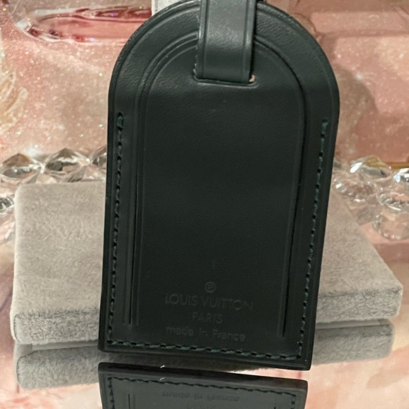 RARE Louis Vuitton dark green Leather Luggage Tag excellent condition - Picture 3 of 6